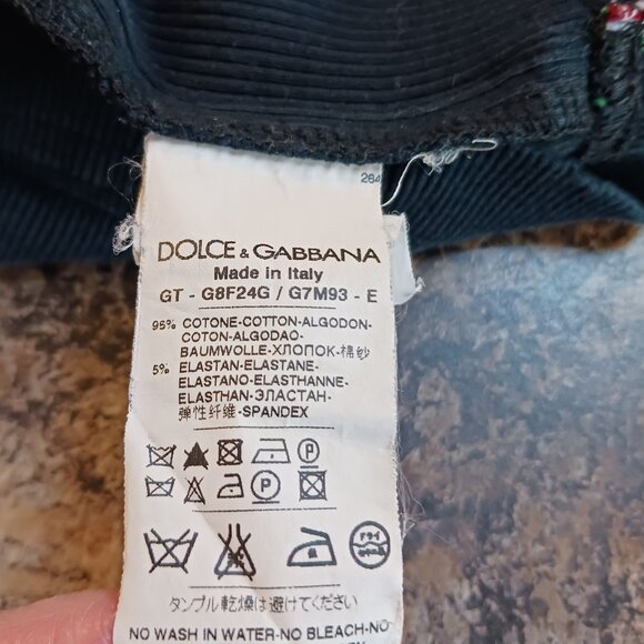 Dolce & Gabbana Men’s Black Ribbed V-Neck Tee Italian Tricolor Stripe Size 52 - Picture 10 of 14